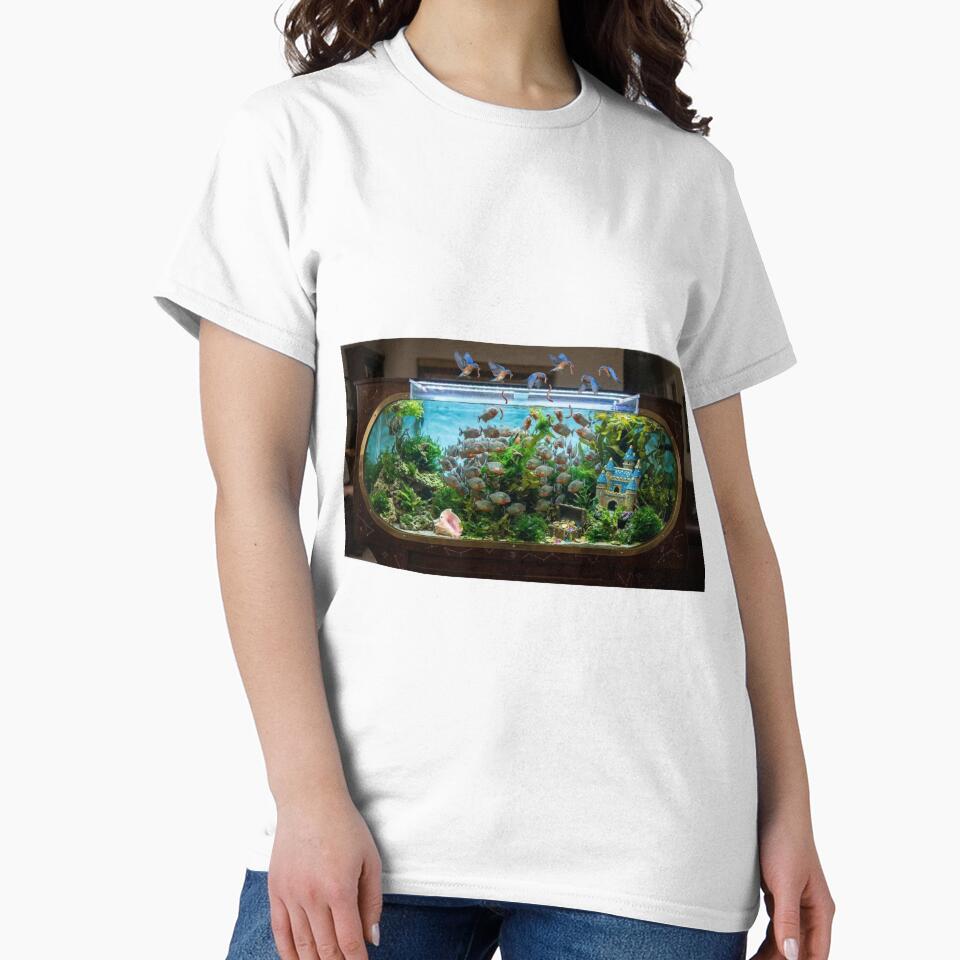 Aquatic Piranha Aquarium with Flying Bluebirds by Uniqueartai