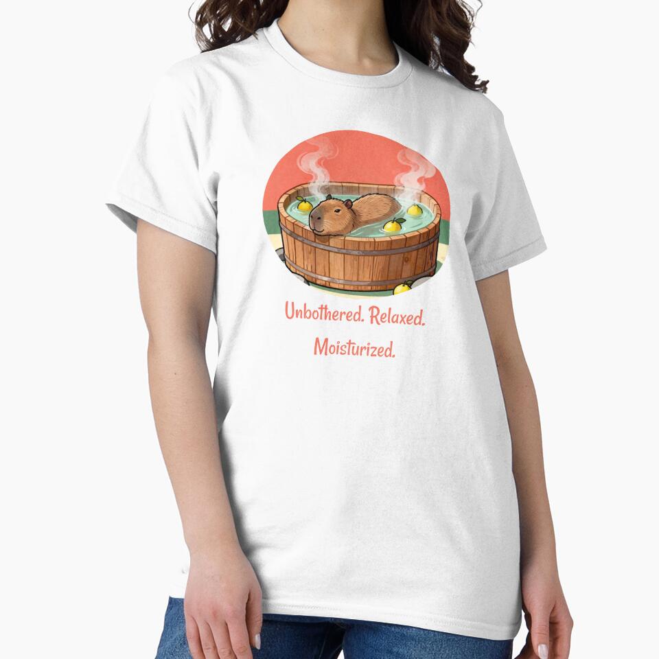 Unbothered Relaxed Moisturized Capybara Japanese Onsen Meme by FIREDesignsPOD