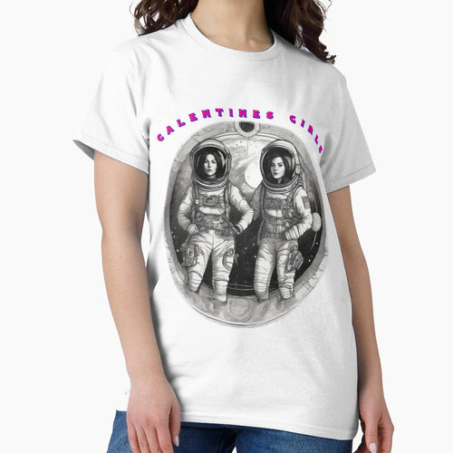 2 black and white Spacewomen galentines girls thinking of galentines day gifts by sailorsam1805