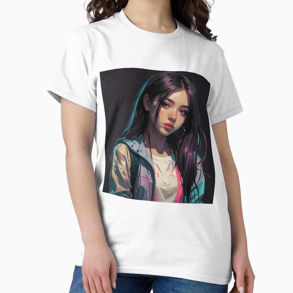 Cyberpop Colorful Anime Girl Poster | Dark Cyberpunk Anime Design by Joy-boy-op