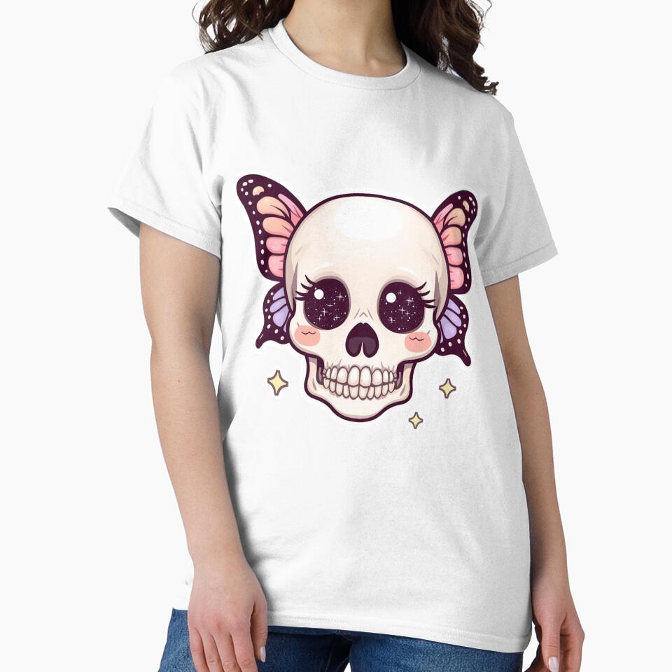 Kawaii Butterfly Skull with Galaxy Eyes – Cute Pastel Goth Sticker Design by LintonGriffin