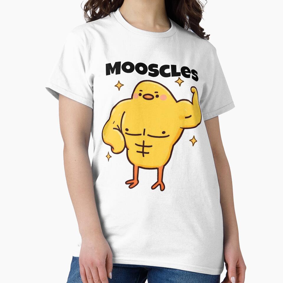 Mooscles Meme Sticker | Funny Muscle Chicken Gym Meme by bursti