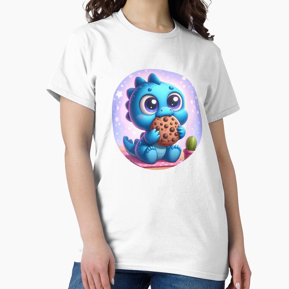 little dinosaur in blue with chocolate biscuit by Toms Tee