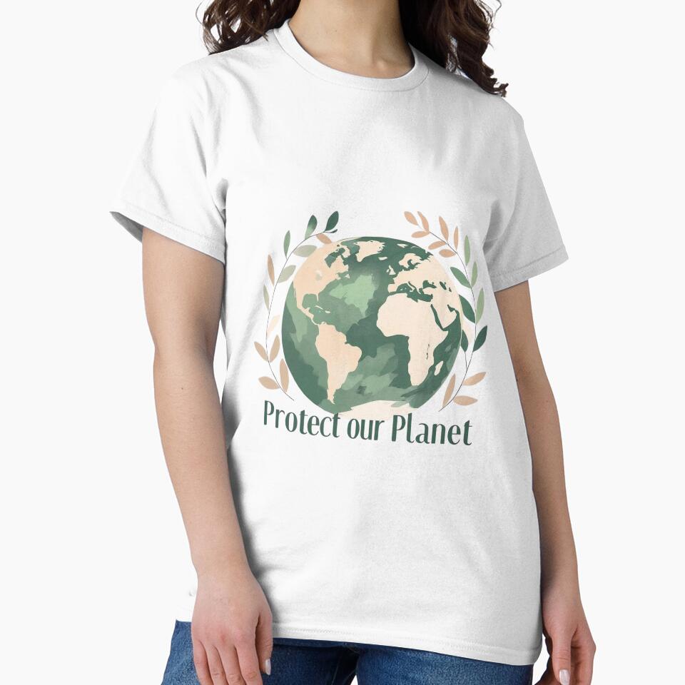 Protect Our Planet | Minimalist Earth & Leaves Design by SUBBRAND