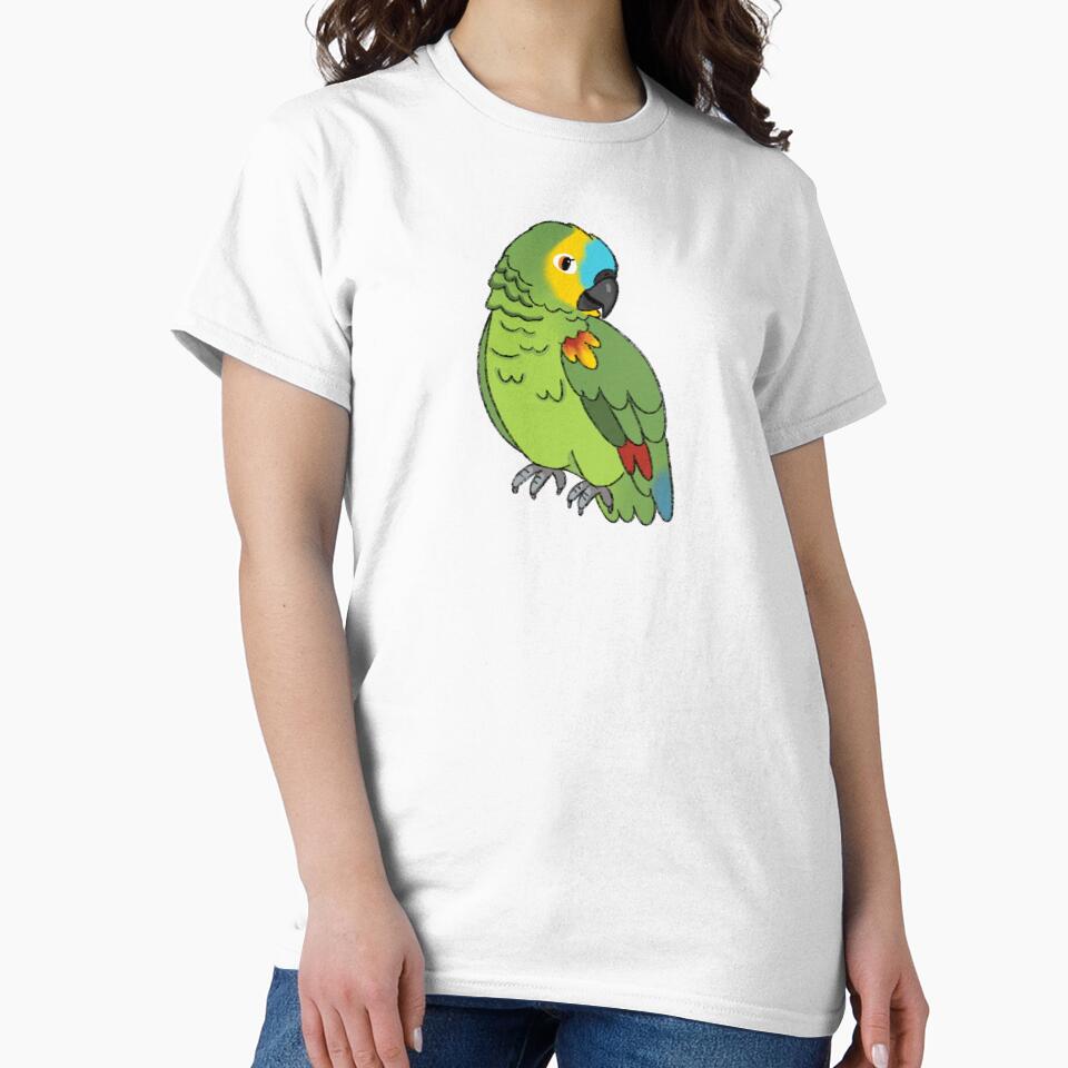 Turquoise Blue Fronted Amazon parrot kawaii illustration by casserolepets