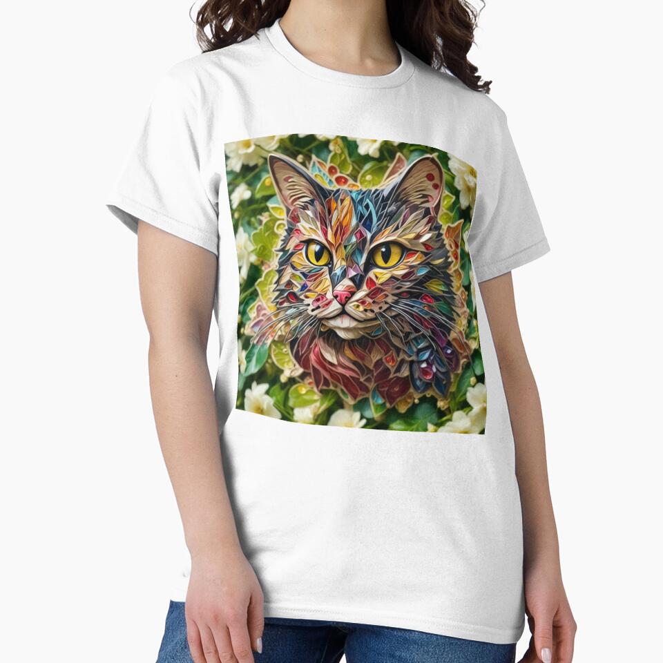 Design COLORFUL CAT IN FLOWERS by WAKYSHOP