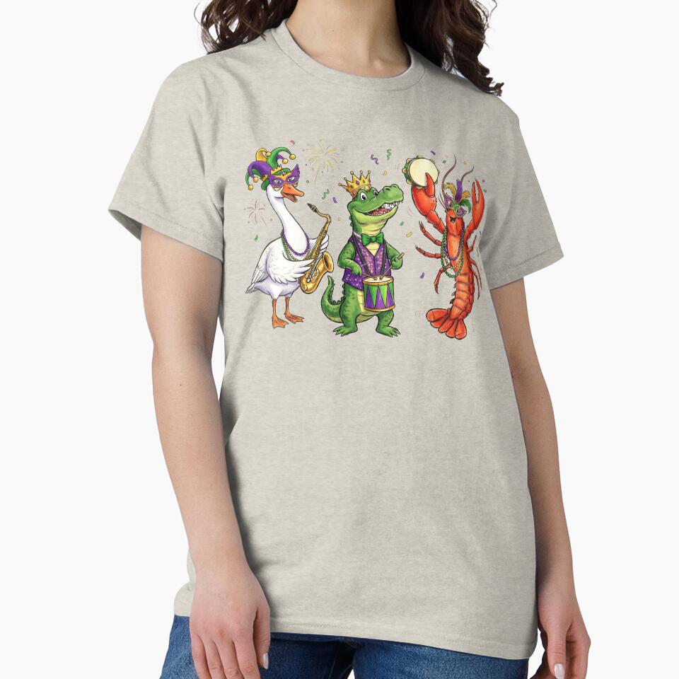 Funny Mardi Gras Animal Parade Classic T-Shirt – Crocodile Crawfish Goose Carnival 2026 by cogiaovuong