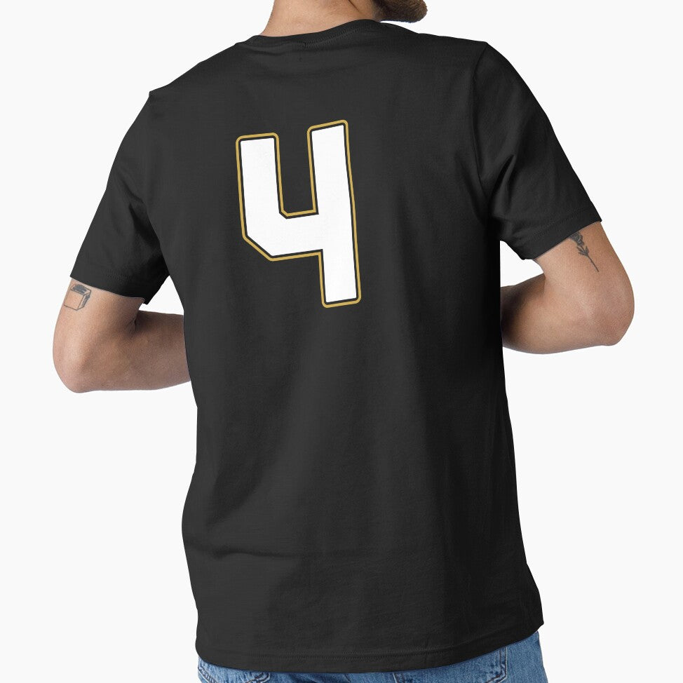 Jersey Number 4 / Player Shirt Number Four (White with Gold Outline) by STUDIO-72