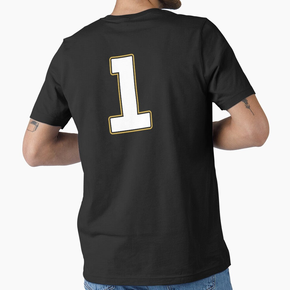 Jersey Number 1 / Player Shirt Number One (White with Gold Outline) by STUDIO-72