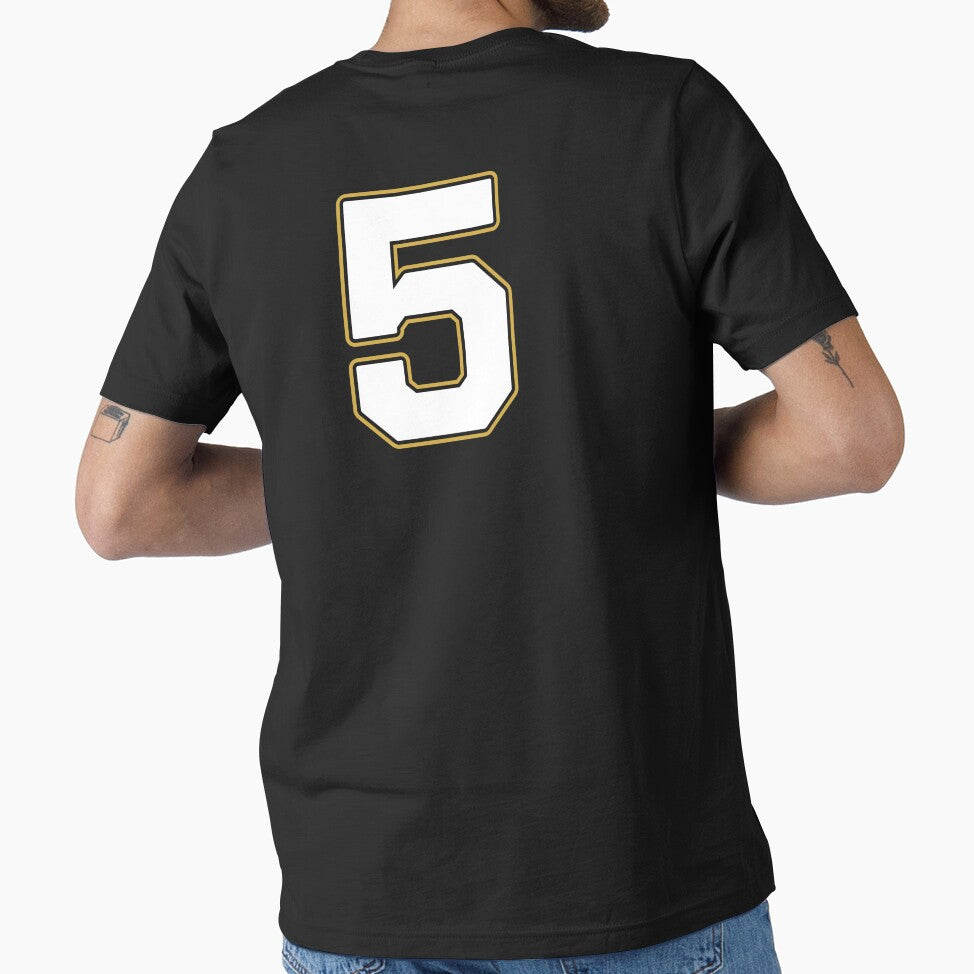 Jersey Number 5 / Player Shirt Number Five (White with Gold Outline) by STUDIO-72