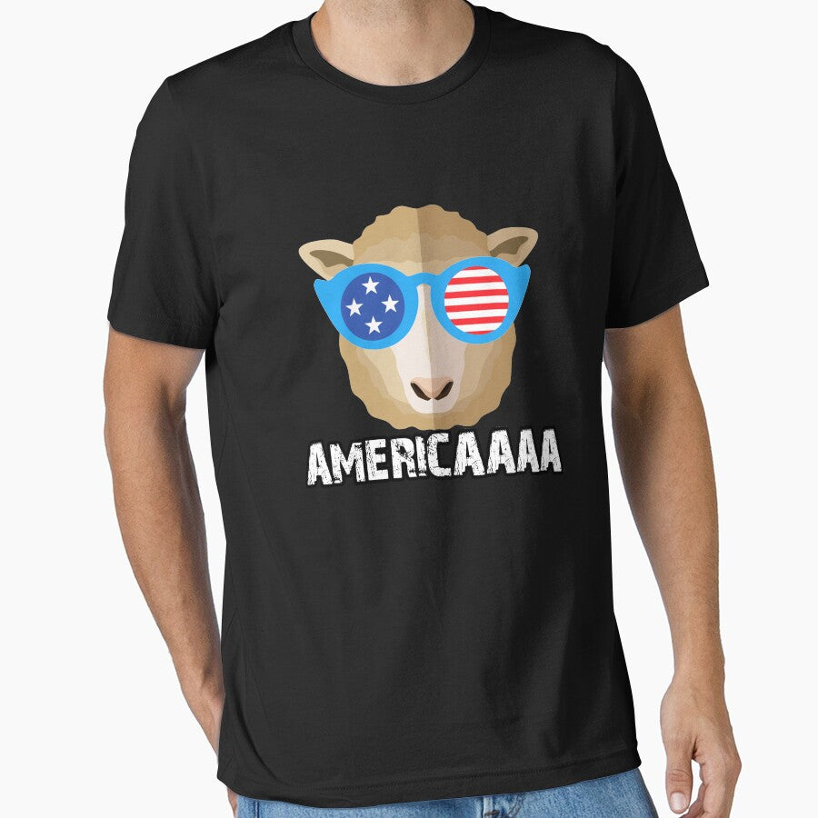 Patriotic Sheep 4th of July USA American Flag Funny Sheep Americaaa by Akmloza
