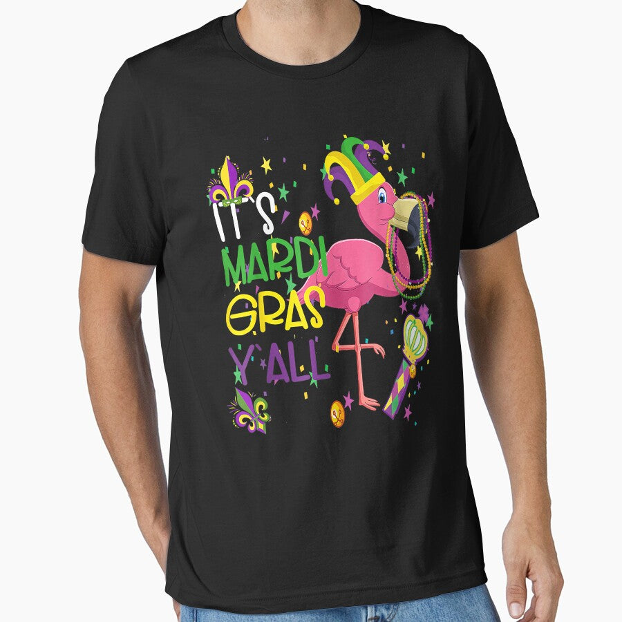 Mask Beads It's Mardi Gras Y'all Funny Flamingo Men Womens by BrandyBare