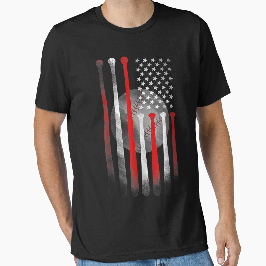 American Flag Vintage Baseball Flag by Wendiart