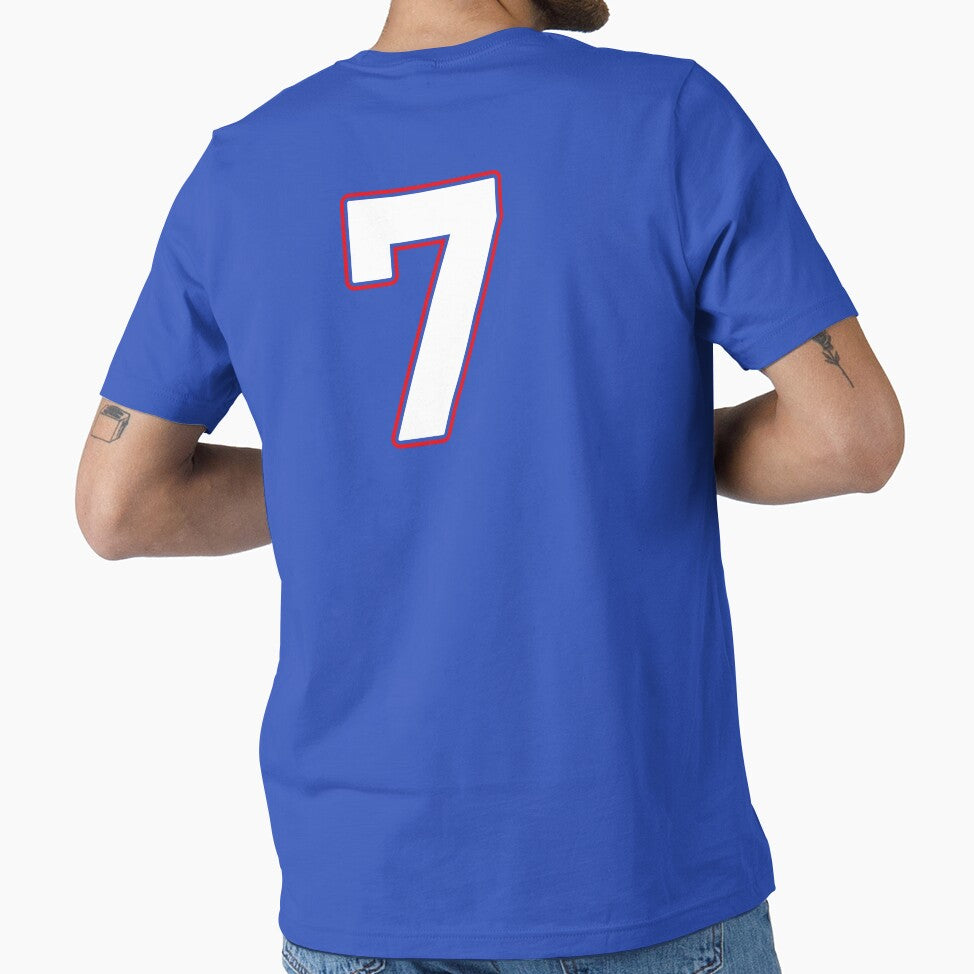 Jersey Number 7 / Player Shirt Number Seven (White with Red Outline) by STUDIO-72