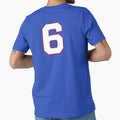 Jersey Number 6 / Player Shirt Number Six (White with Red Outline) by STUDIO-72