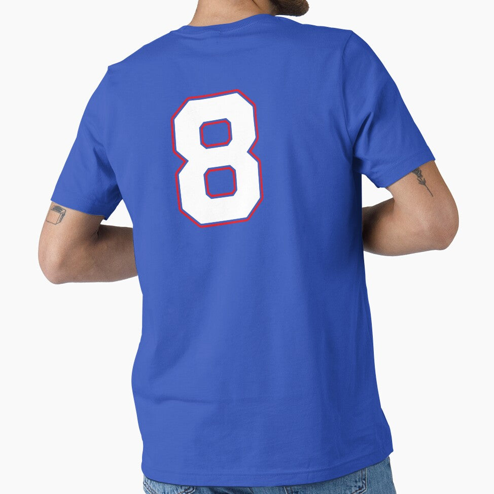 Jersey Number 8 / Player Shirt Number Eight (White with Red Outline) by STUDIO-72