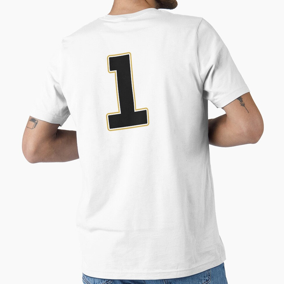 Jersey Number 1 / Player Shirt Number One (Black with Gold Outline) by STUDIO-72