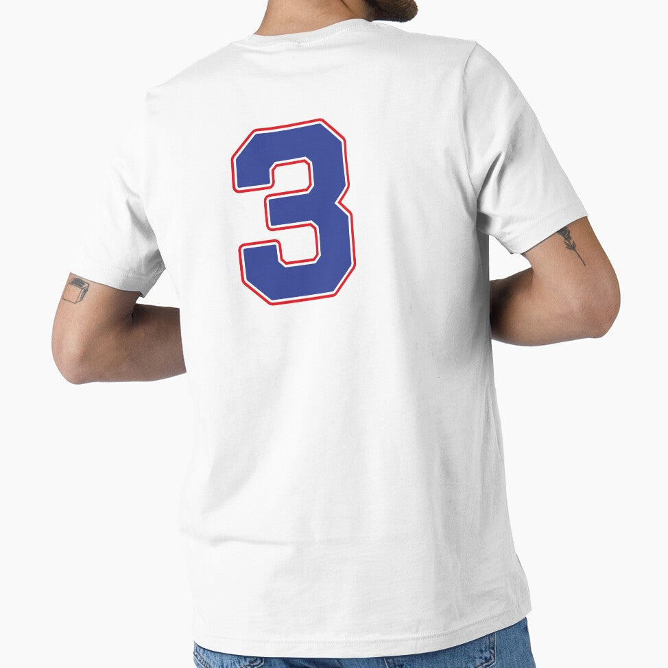 Jersey Number 3 / Player Shirt Number Three (Blue with Red Outline) by STUDIO-72