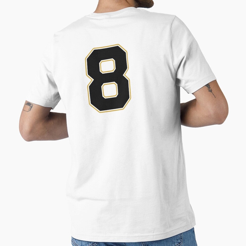 Jersey Number 8 / Player Shirt Number Eight (Black with Gold Outline) by STUDIO-72