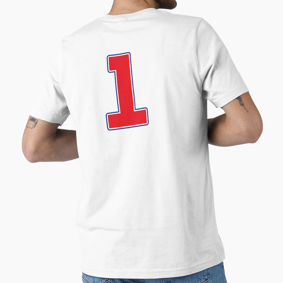 Jersey Number 1 / Player Shirt Number One (Red with Blue Outline) by STUDIO-72