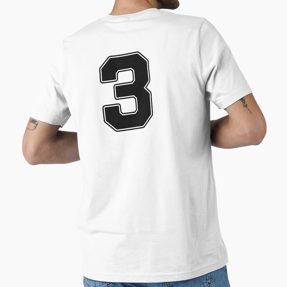 Jersey Number 3 / Player Shirt Number Three (Black with Black Outline) by STUDIO-72