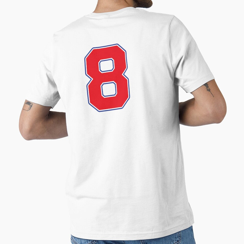Jersey Number 8 / Player Shirt Number Eight (Red with Blue Outline) by STUDIO-72