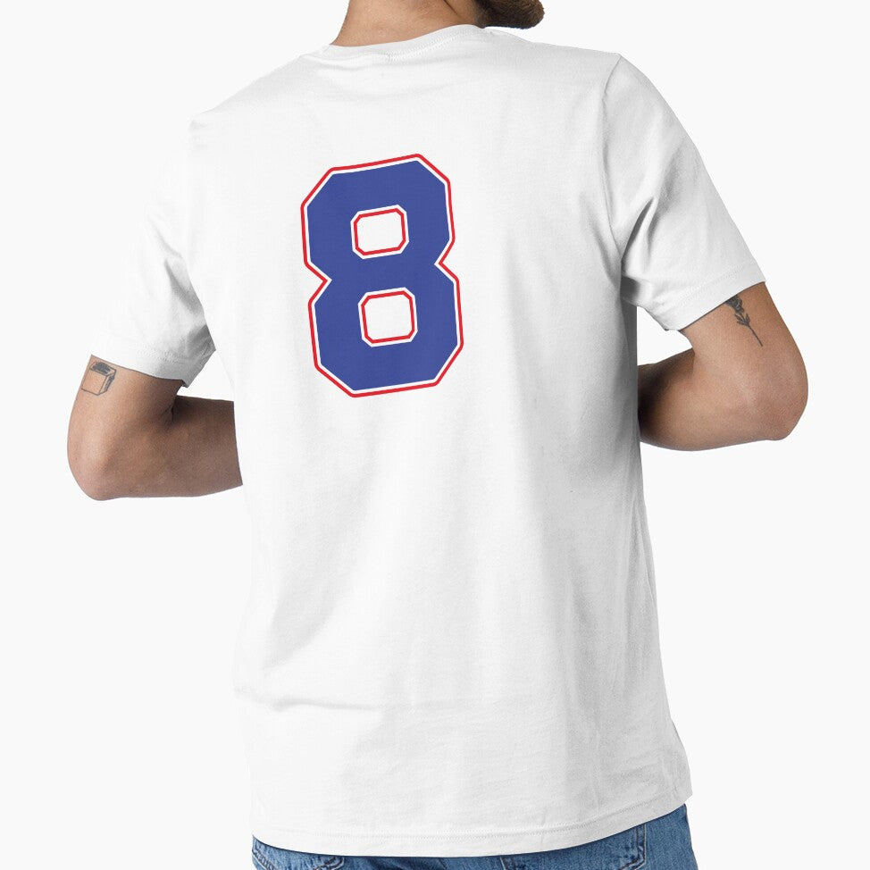 Jersey Number 8 / Player Shirt Number Eight (Blue with Red Outline) by STUDIO-72