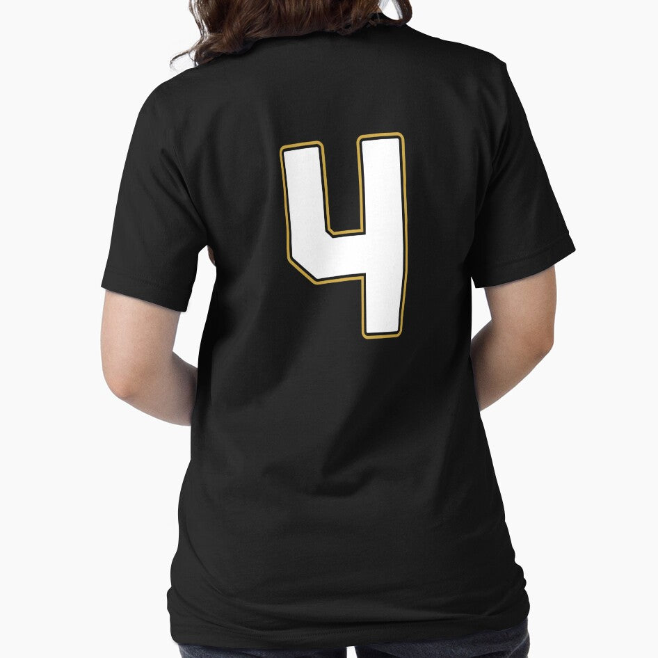 Jersey Number 4 / Player Shirt Number Four (White with Gold Outline) by STUDIO-72