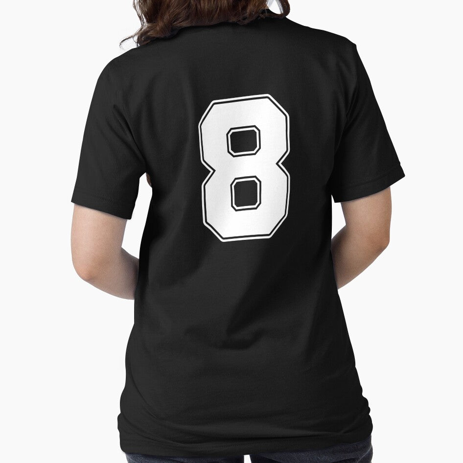 Jersey Number 8 / Player Shirt Number Eight (White with White Outline) by STUDIO-72