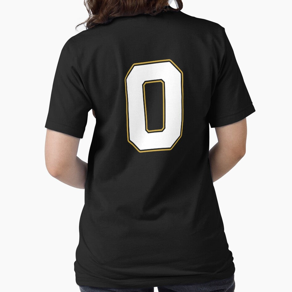 Jersey Number 0 / Player Shirt Number Zero (White with Gold Outline) by STUDIO-72