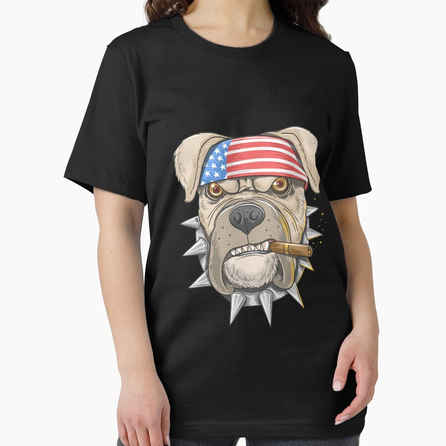 American Pitbull Terrier Dog Retro Vintage USA Flag  Cigar Pullover by sara4ly