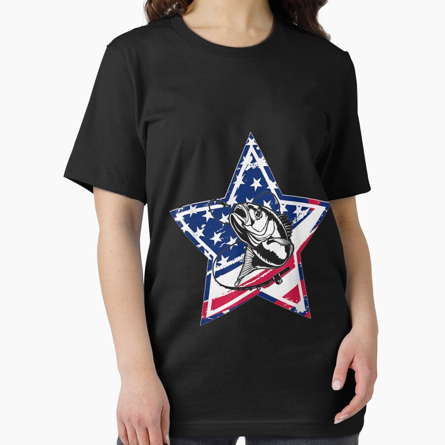 Vintage Fishing With American Flag Bass Fish by idabry
