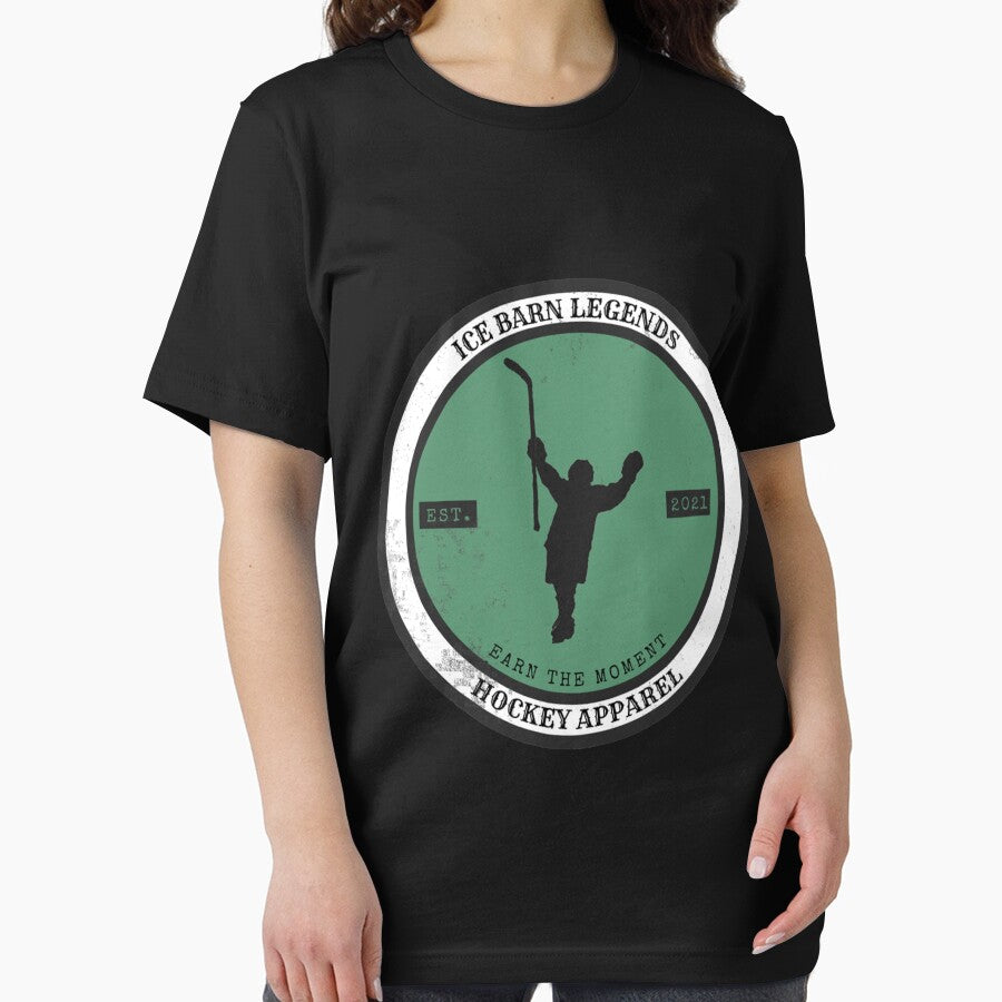 Earn The Moment Distressed Style Hockey Logo Tri-Blend T-Shirt by cohenashl6