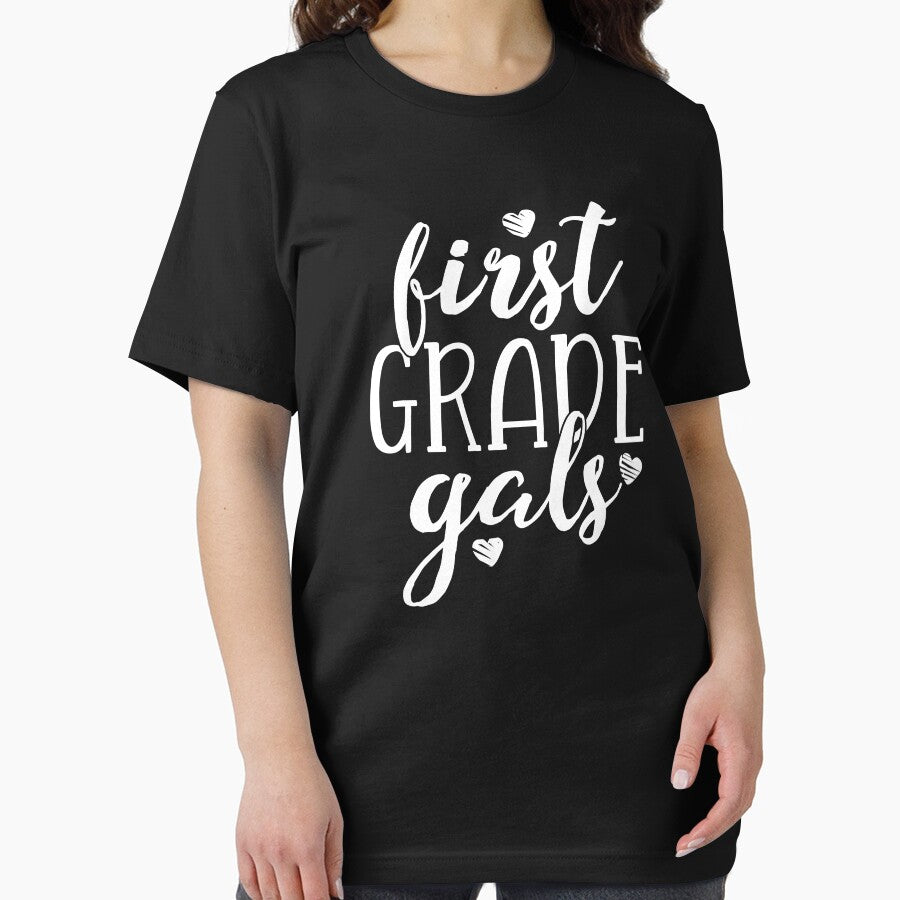 First Grade Gals Teacher Team T-Shirt Women Squad Crew Girl by 14thFloor