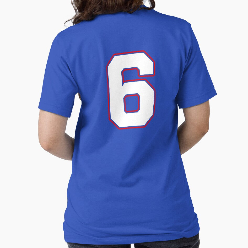 Jersey Number 6 / Player Shirt Number Six (White with Red Outline) by STUDIO-72