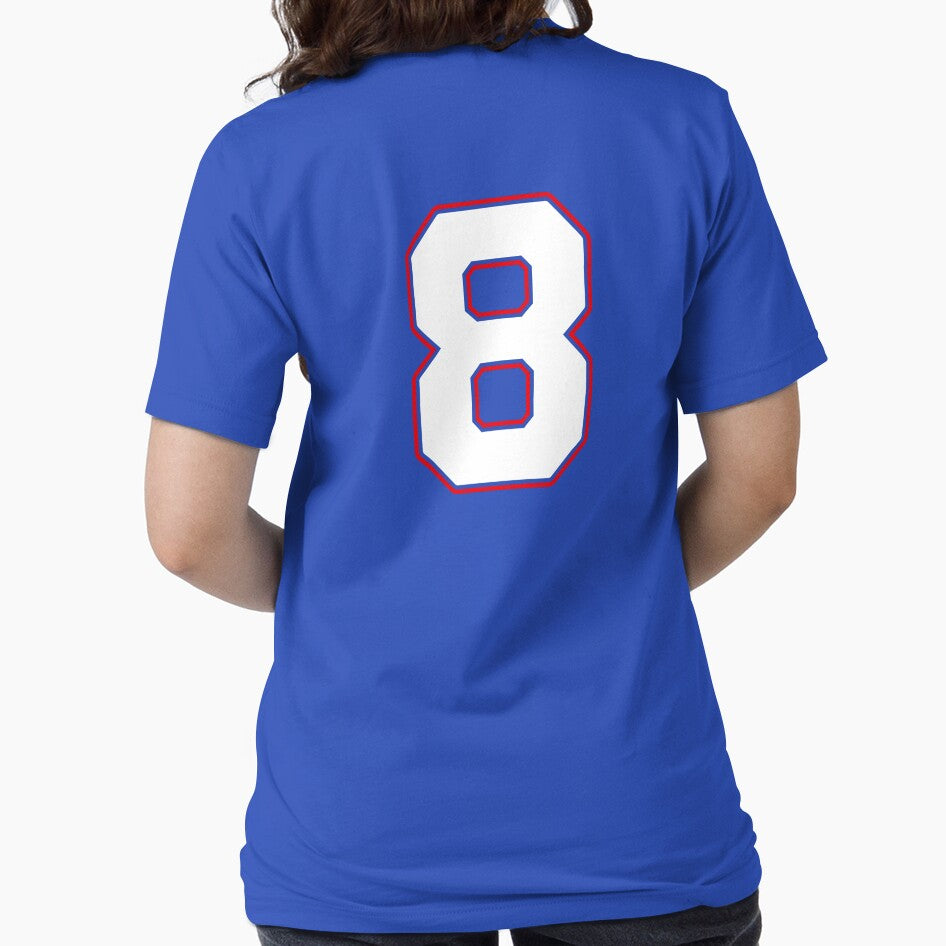 Jersey Number 8 / Player Shirt Number Eight (White with Red Outline) by STUDIO-72