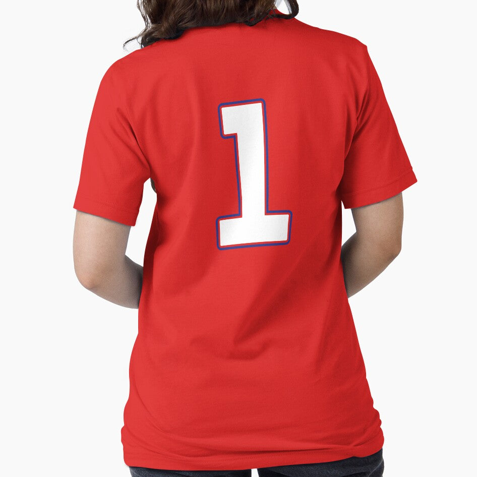 Jersey Number 1 / Player Shirt Number One (White with Blue Outline) by STUDIO-72