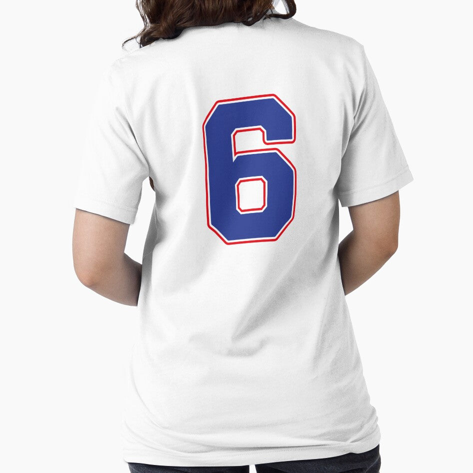 Jersey Number 6 / Player Shirt Number Six (Blue with Red Outline) by STUDIO-72