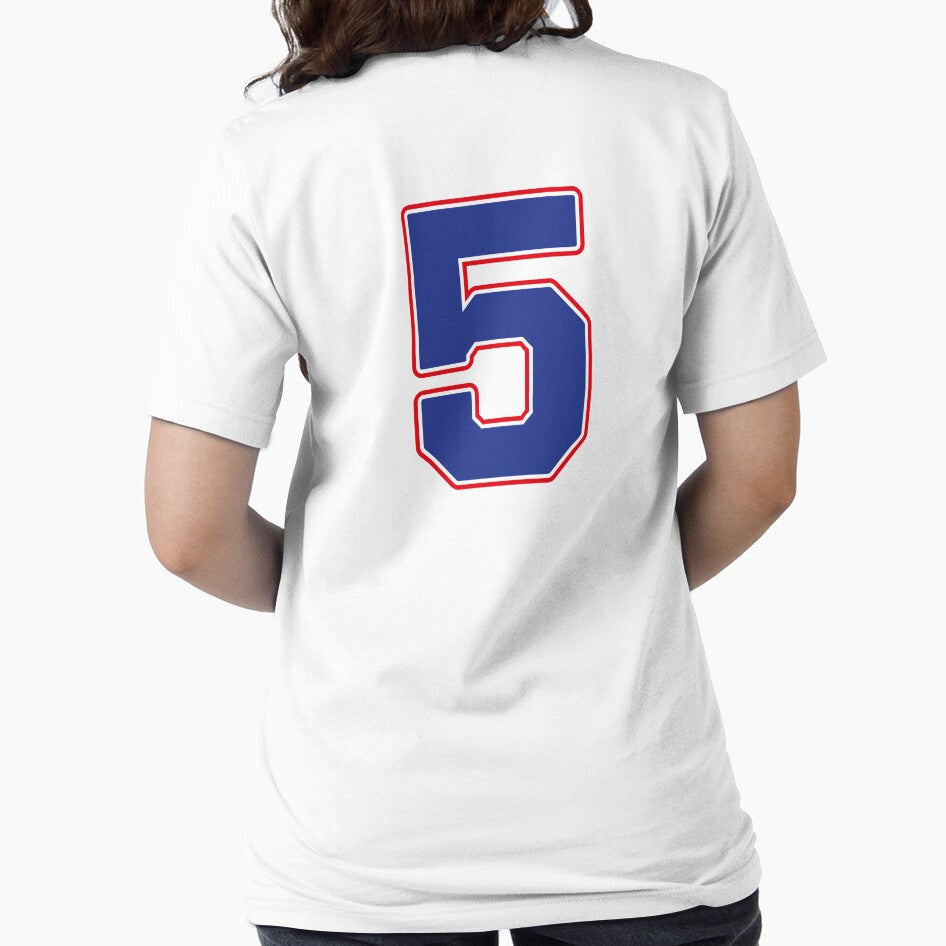 Jersey Number 5 / Player Shirt Number Five (Blue with Red Outline) by STUDIO-72