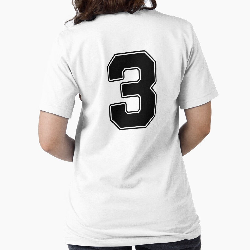 Jersey Number 3 / Player Shirt Number Three (Black with Black Outline) by STUDIO-72