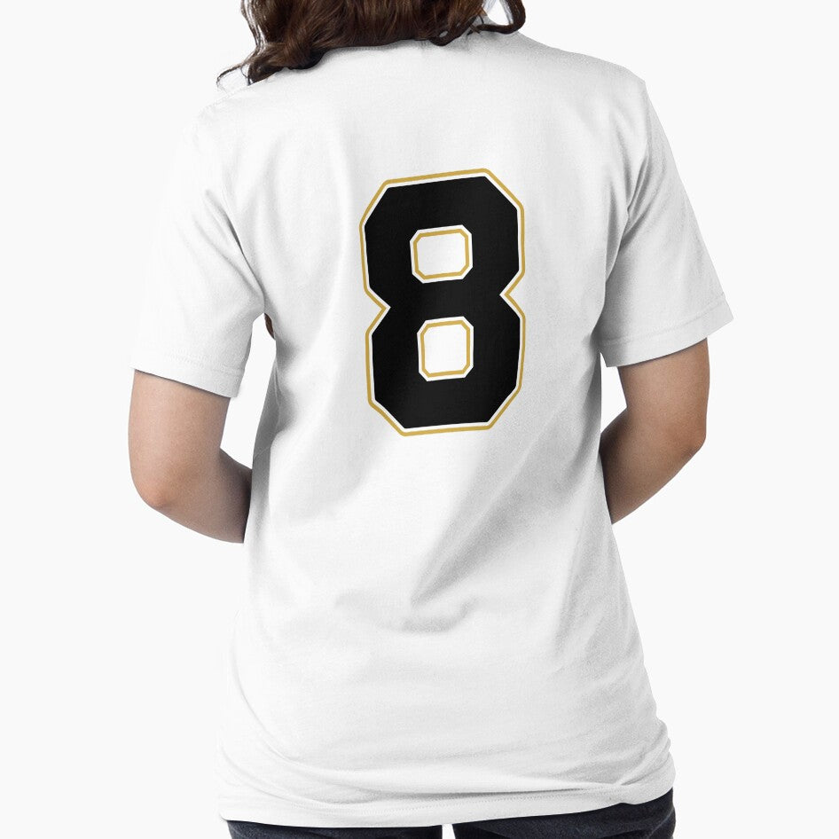 Jersey Number 8 / Player Shirt Number Eight (Black with Gold Outline) by STUDIO-72
