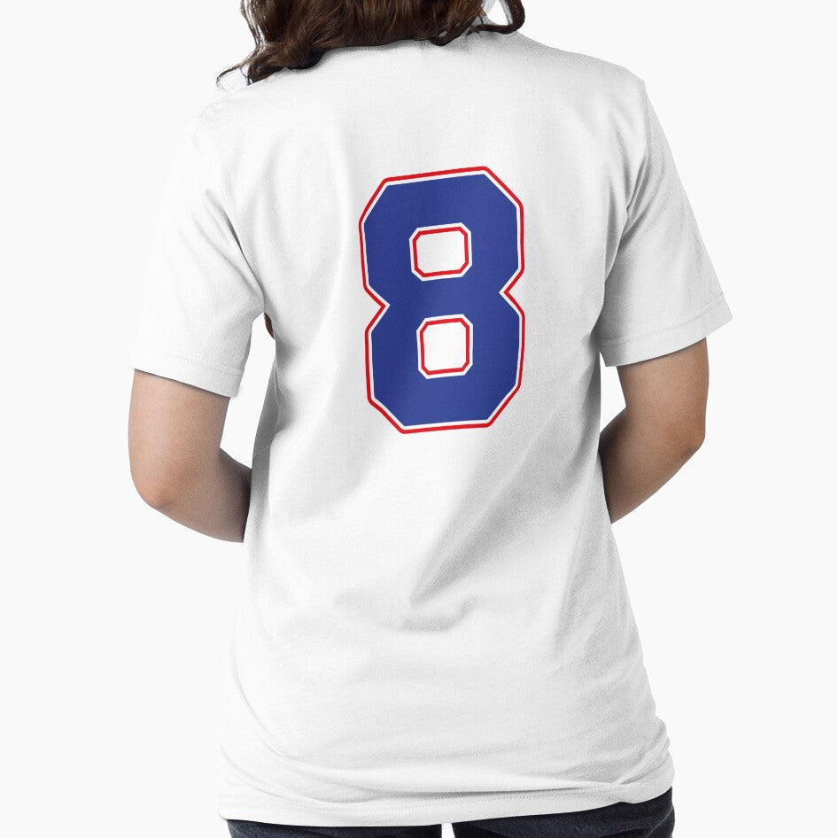 Jersey Number 8 / Player Shirt Number Eight (Blue with Red Outline) by STUDIO-72