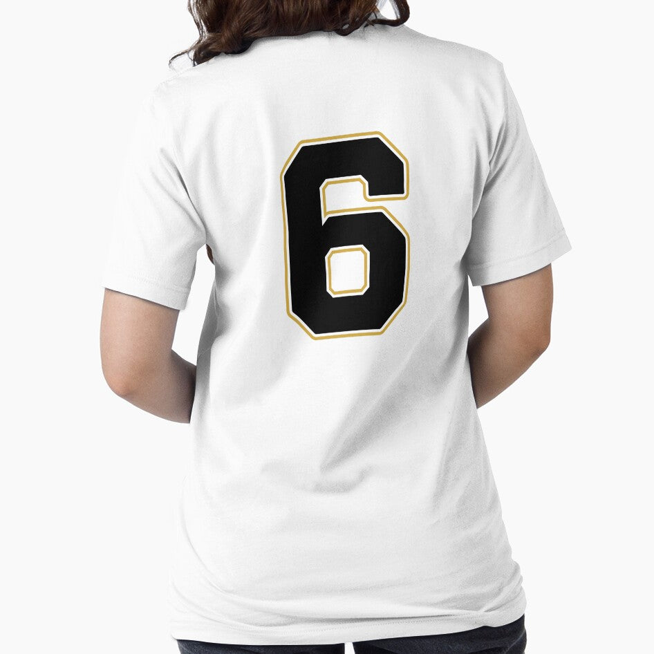 Jersey Number 6 / Player Shirt Number Six (Black with Gold Outline) by STUDIO-72