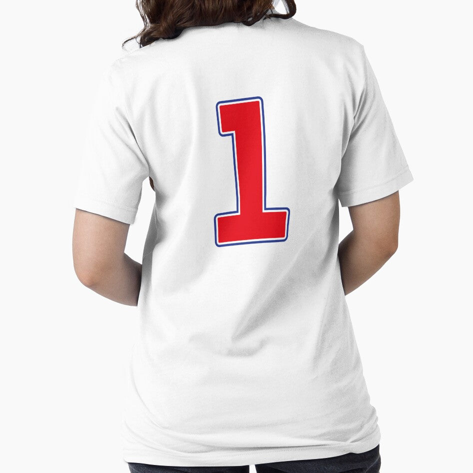 Jersey Number 1 / Player Shirt Number One (Red with Blue Outline) by STUDIO-72