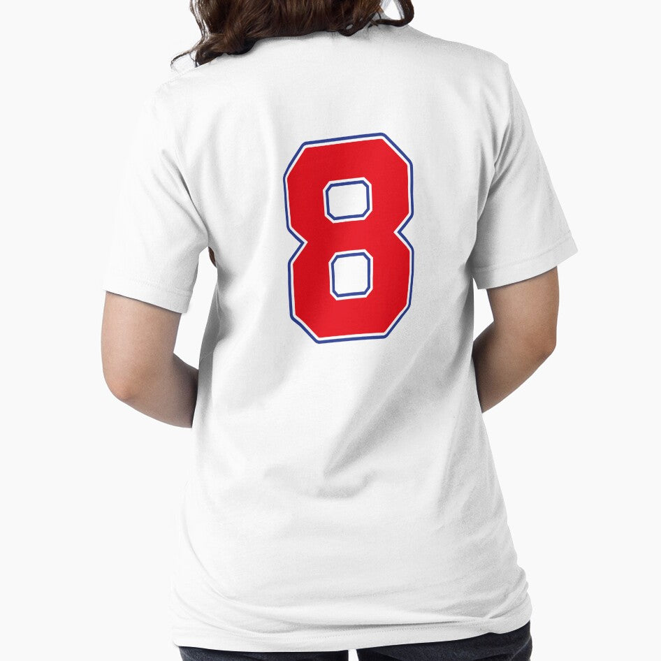 Jersey Number 8 / Player Shirt Number Eight (Red with Blue Outline) by STUDIO-72