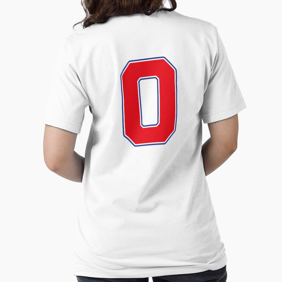 Jersey Number 0 / Player Shirt Number Zero (Red with Blue Outline) by STUDIO-72