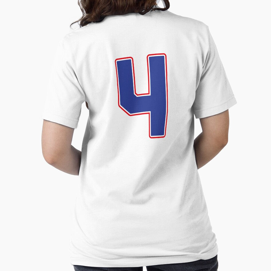 Jersey Number 4 / Player Shirt Number Four (Blue with Red Outline) by STUDIO-72