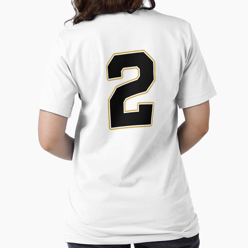 Jersey Number 2 / Player Shirt Number Two (Black with Gold Outline) by STUDIO-72