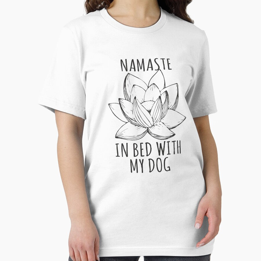 Namaste in Bed With My Dog Lotus Flower Graphic Funny Yoga and Dogs Lover Owner Gift by alenaz