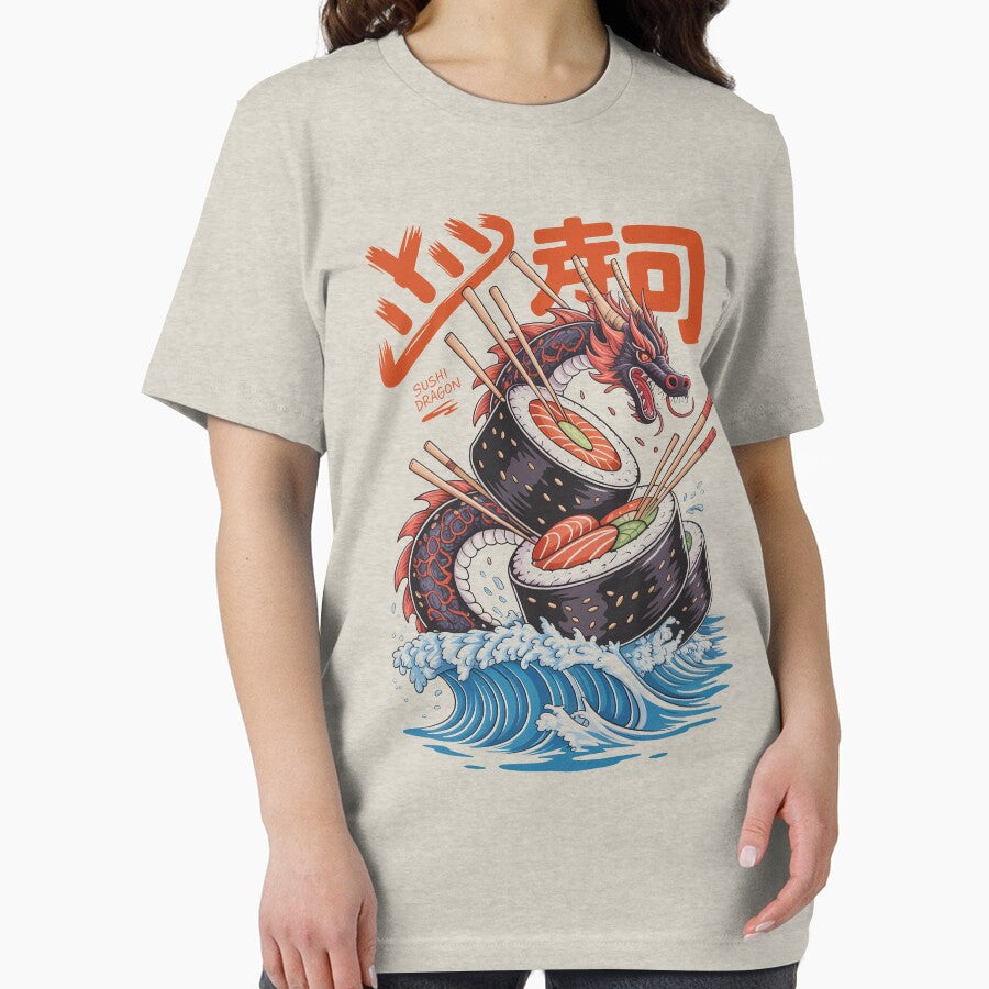 Sushi Dragon Japanese Wave Art by Shirtinho Store